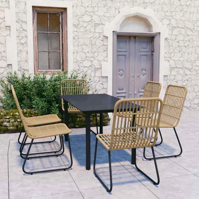 vidaXL 7-delige Tuinset poly rattan en glas bruin, foto 2