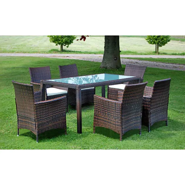 vidaXL 7-delige Tuinset met kussens poly rattan bruin, foto 2
