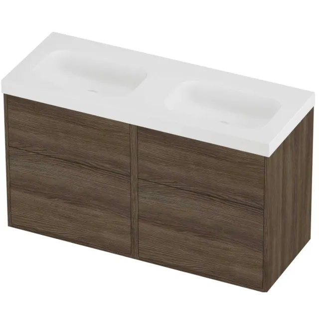 Proline Haga Badmeubelset Polystone Mezza Zonder Gat 120x46x73 cm Mat White Vital Oak Eiken