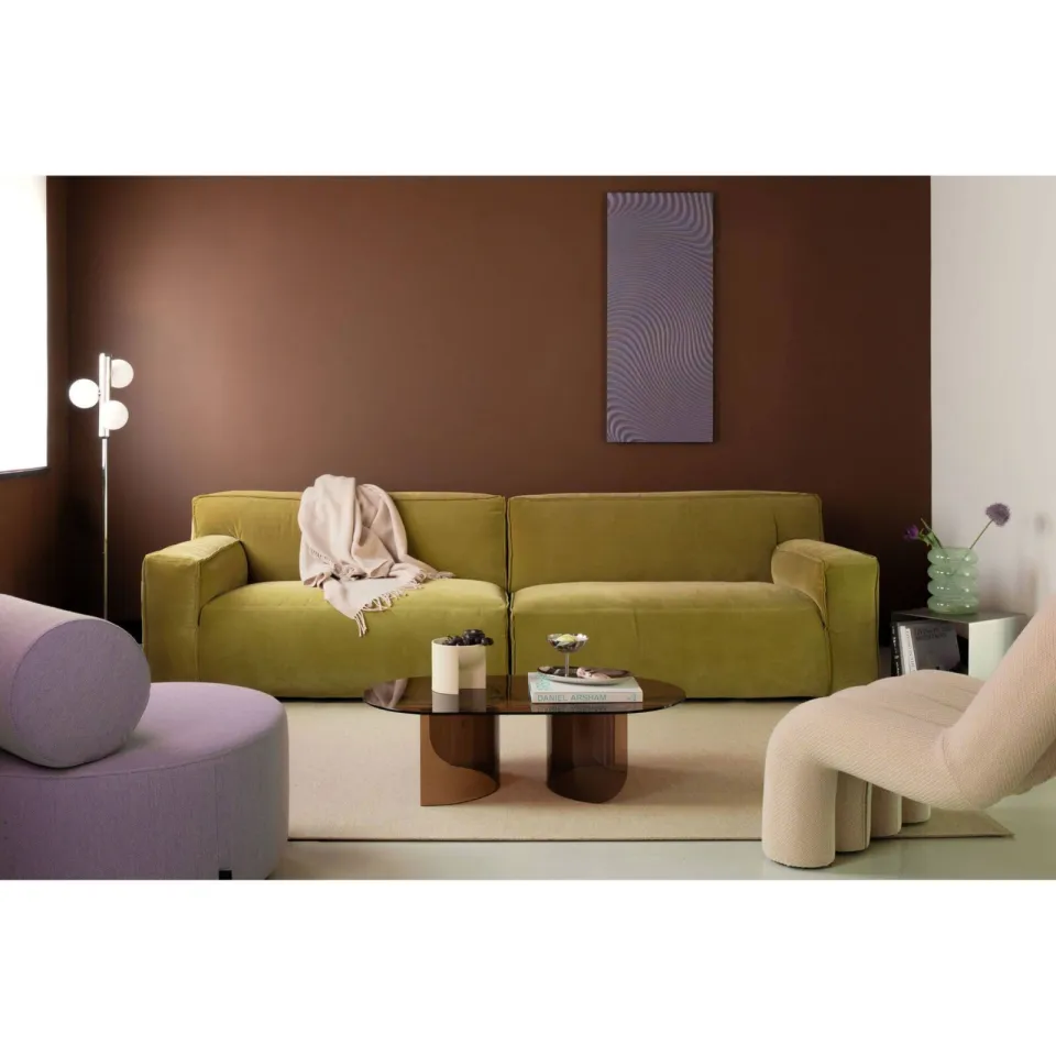 FÉST Plateau Amber ovale glazen salontafel - bruin, foto 4
