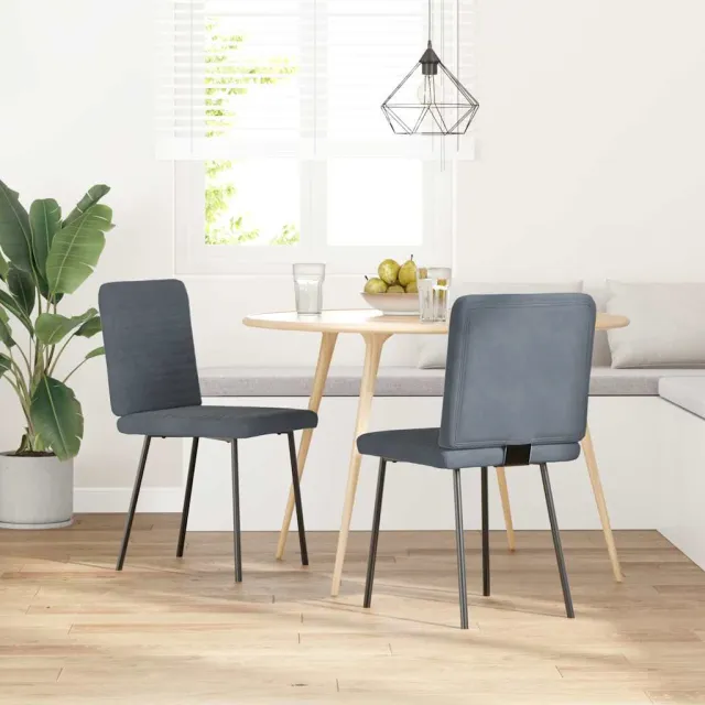 vidaXL Eetkamerstoelen 2 st fluweel donkergrijs grijs, foto 2