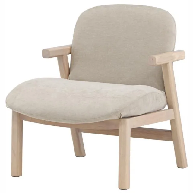 Svea Nakamura fauteuil - rubberhout en stof - beige