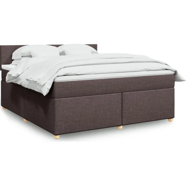 vidaXL Boxspring met matras stof donkerbruin 180x200 cm bruin