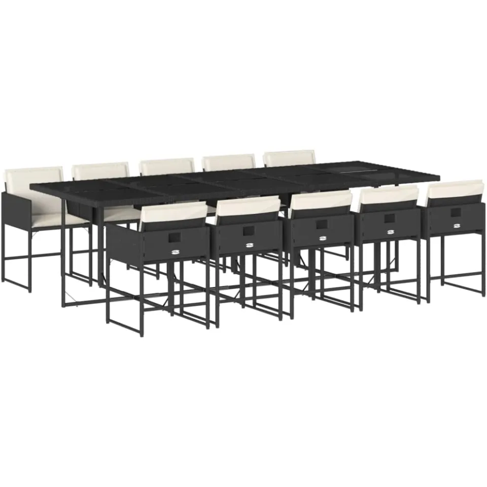 vidaXL 11-delige Tuinset met kussens poly rattan zwart, foto 4