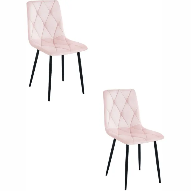 LEOBERT LIBRA Eetkamerstoelen – Set van 2 – Zwart Velvet – Zwarte Metalen Poten – Comfortabele Gestoffeerde Zitting – Modern Design – Velvet Stoel voor Woonkamer, Keuken en Eetkamer – Max. 110 kg per Stoel