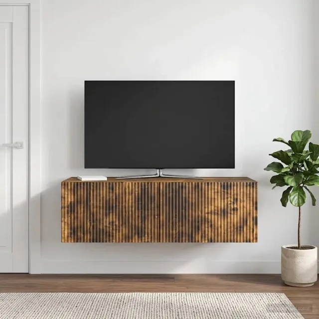 vidaXL Wandbeugel TV-kast 98 x 41 x 30 cm Gerookt eiken Bewerkt hout, foto 2