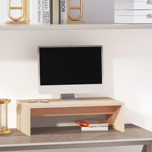 vidaXL Monitorstandaard 50x27x15 cm massief grenenhout bruin, foto 2