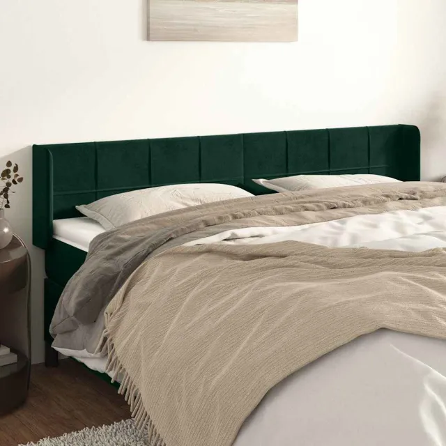 vidaXL Hoofdbord met randen 203x16x78/88 cm fluweel donkergroen groen