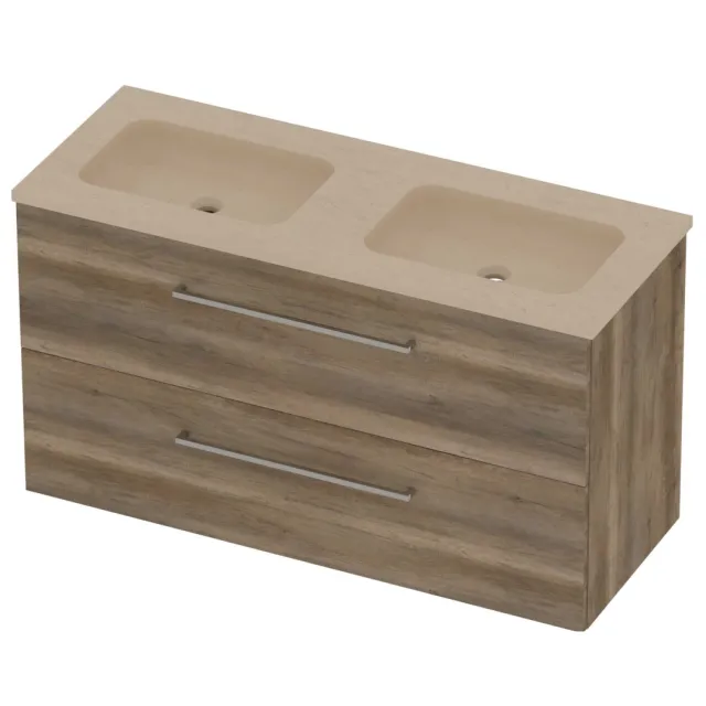 Basic-Line Rocky 46 Badmeubelset Hardsteen 120x46x62 cm R46SSDSO120D0 Scotch Oak Sand Stone Beige