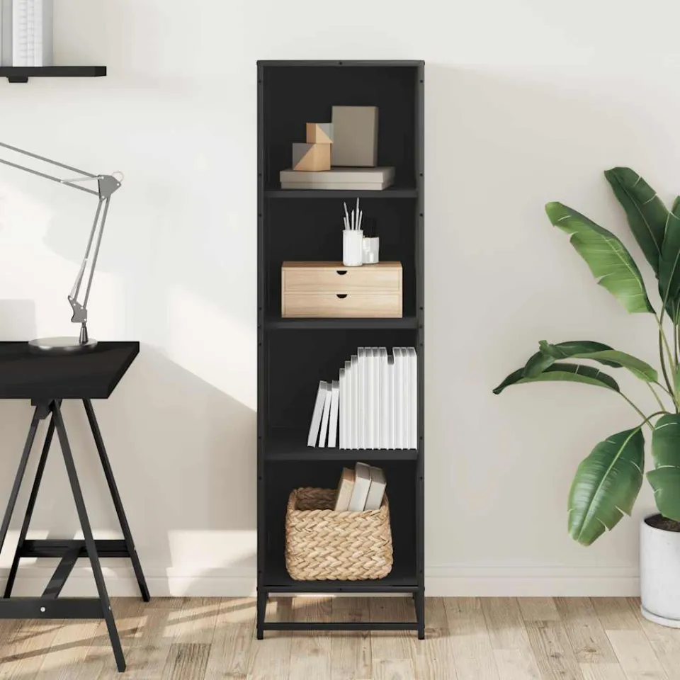 vidaXL Boekenkast 40x35x139 cm bewerkt hout zwart, foto 2