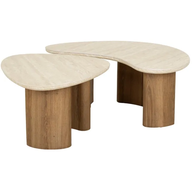 Fraaai Dexter salontafel set van 2 organisch keramiek - naturel