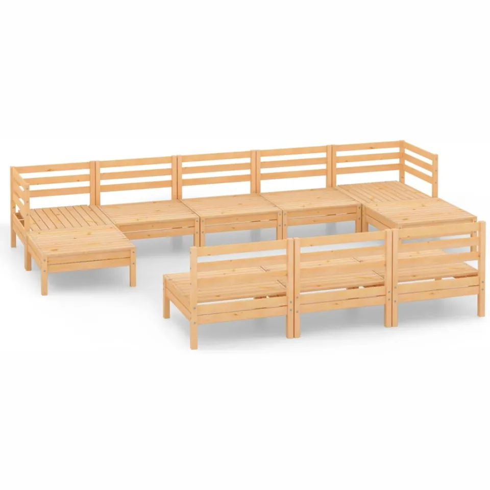 vidaXL 10-delige Loungeset massief grenenhout bruin, foto 3