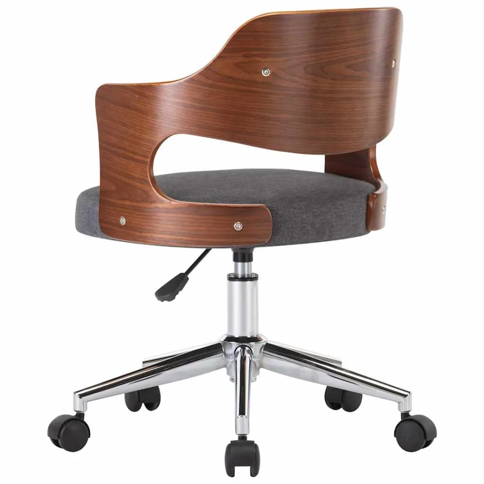 vidaXL Eetkamerstoelen 2 st draaibaar gebogen hout en stof grijs, foto 4