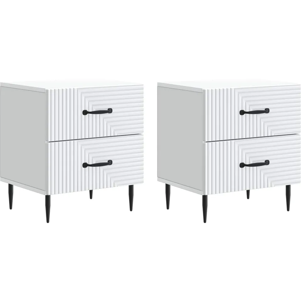 vidaXL Nachtkastje 2 st Wit 43 x 34,5 x 47,5 cm Bewerkt hout, foto 3