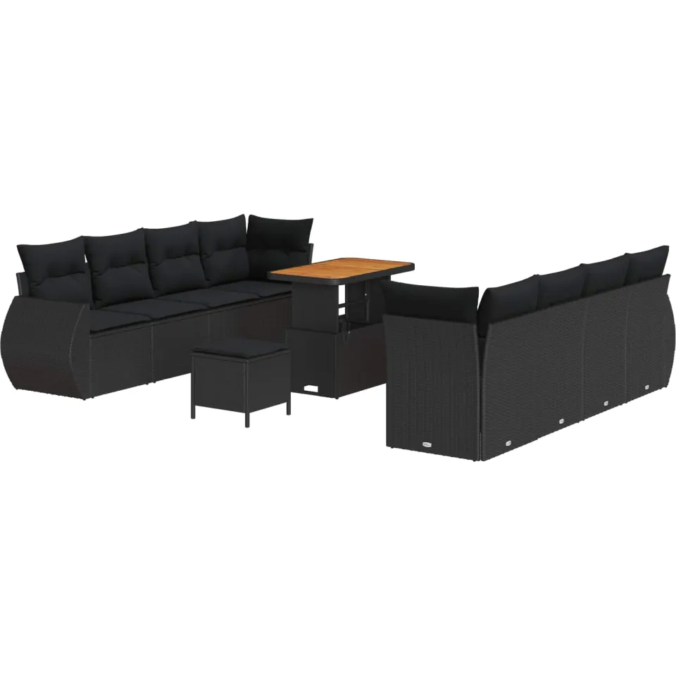vidaXL Tuin Sofa Set 11 st Zwart poly rattan