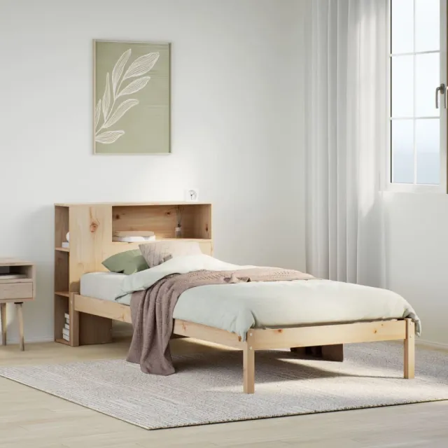 vidaXL Bed met boekenkast zonder matras massief grenenhout 75x190 cm bruin