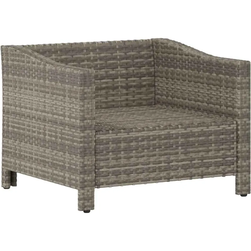 vidaXL Tuinfauteuil met kussen grijs poly rattan