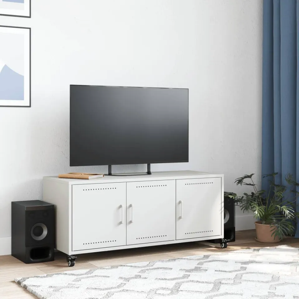 vidaXL Tv-meubel 100,5x39x43,5 cm staal wit, foto 3