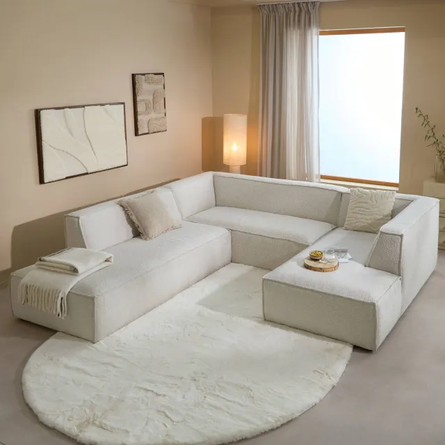 NOUS Living Newton hoekbank hoek links - crème Crème bouclé