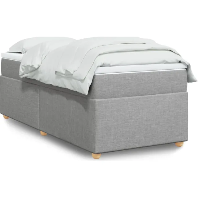 vidaXL Boxspring met matras stof lichtgrijs 90x200 cm grijs