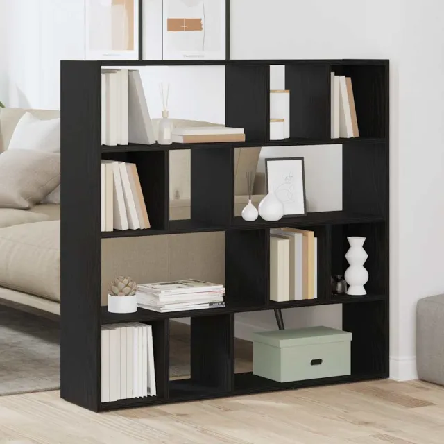 vidaXL Boekenkast/kamerverdeler zwart eiken 105x24x102 cm, foto 2