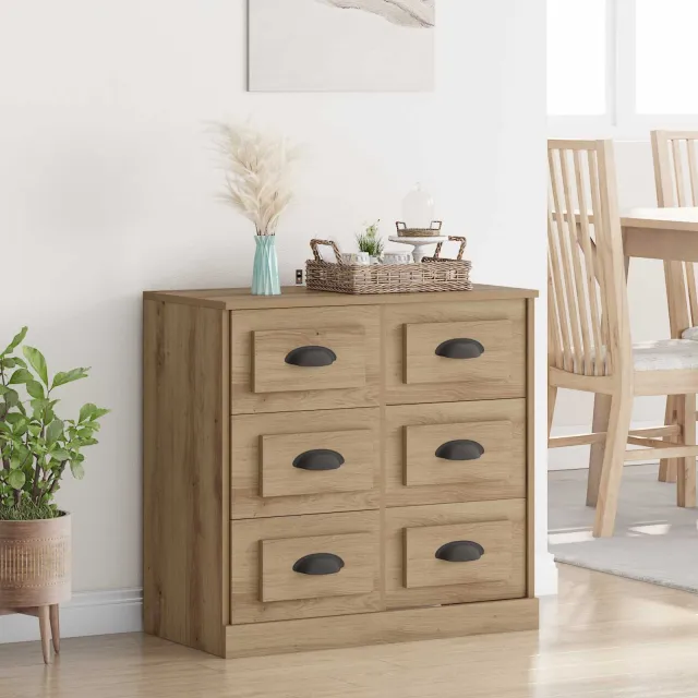 vidaXL Dressoir Artisan Eiken 70 x 35,5 x 67,5 cm Bewerkt hout Bruin