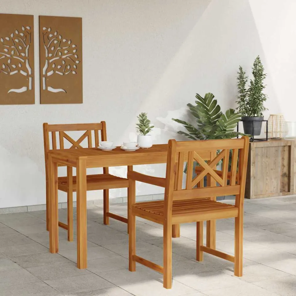 vidaXL Tuin eettafelset 3 st Bruin Massief Acaciahout, foto 4