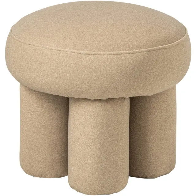 J-Line Poef met poten - multiplex/stof - lichtbeige - small