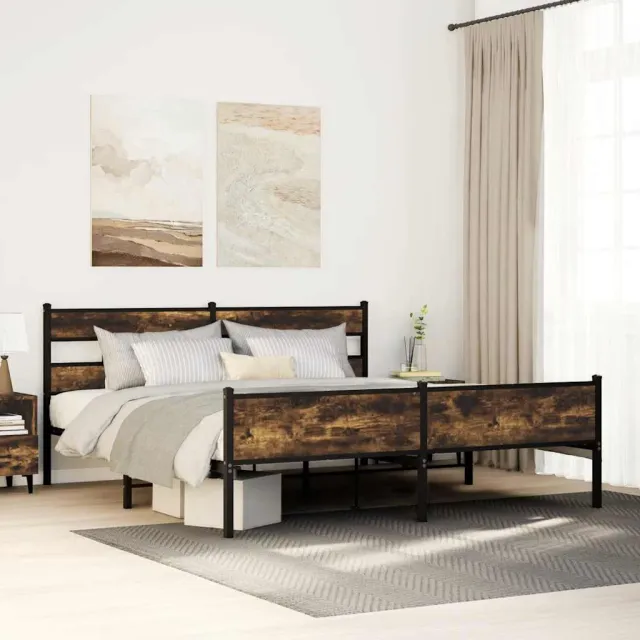 vidaXL Bedframe zonder matras metaal gerookt eikenkleurig 183x213 cm