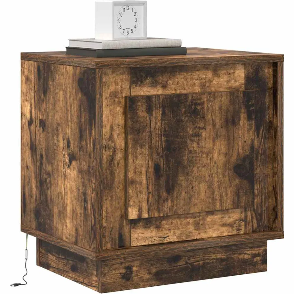 vidaXL Nachtkastje 2 st Gerookt eiken 44 x 34,5 x 45 cm Bewerkt hout Bruin