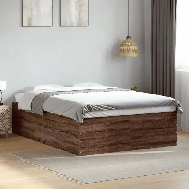 vidaXL Bedframe bewerkt hout bruin eikenkleur 120x190 cm