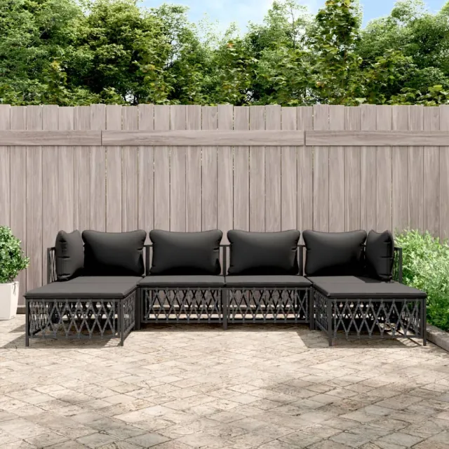 vidaXL 6-delige Loungeset met kussens staal antracietkleurig, foto 2