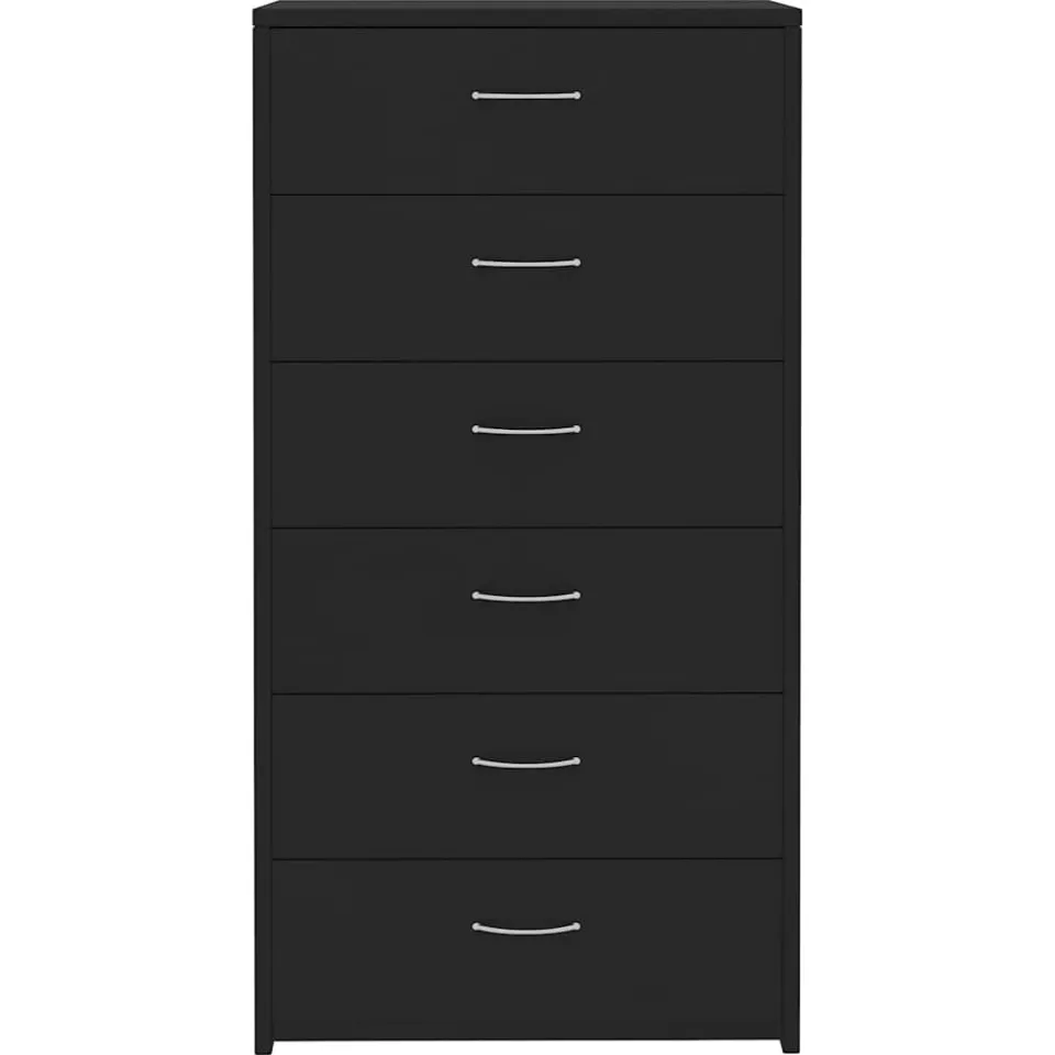vidaXL Dressoir met 6 lades 50x34x96 cm bewerkt hout zwart, foto 2