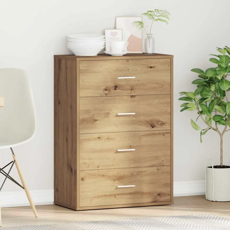 vidaXL Dressoir Artisan Eiken 60 x 31 x 84 cm Bewerkt hout, foto 4