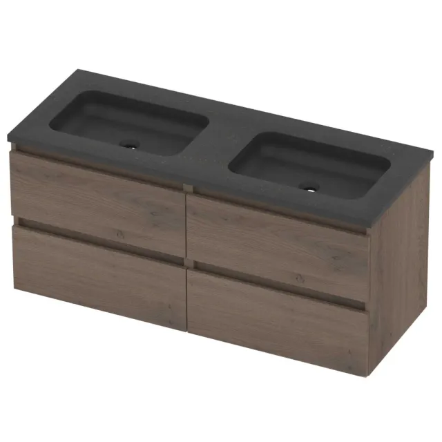 Basic-Line Rocky 46 Badmeubelset Hardsteen 120x46x54 cm R46bsedo2x600 Dusk Oak Blue Stone Grijs