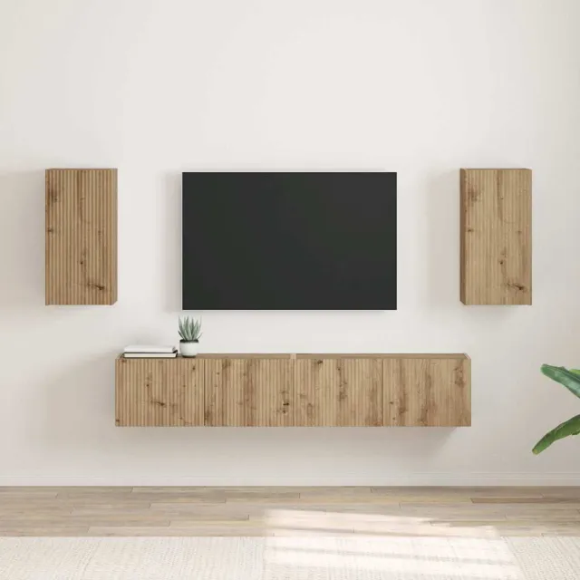 vidaXL TV Wandkast 2 st Ambachtelijk eiken Bewerkt hout, foto 2