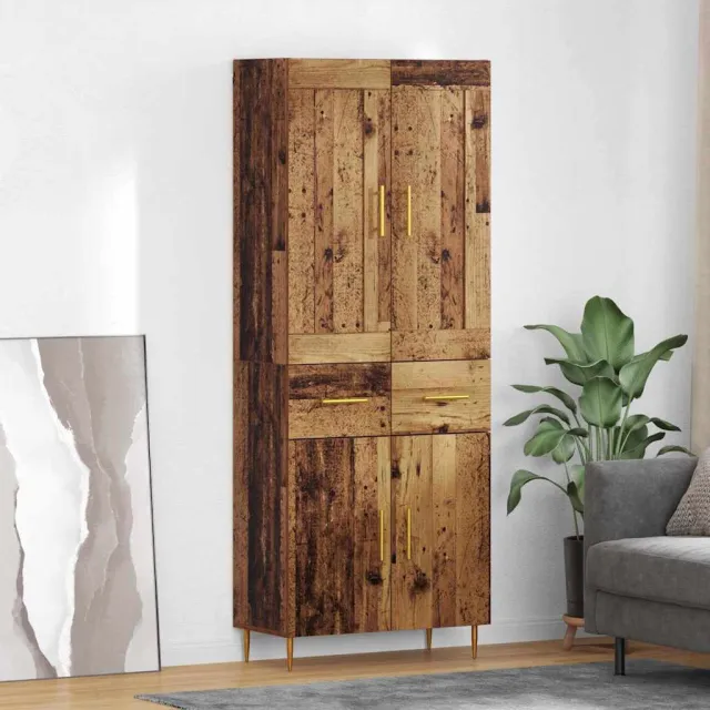 vidaXL Hoge kast Oud Hout 69,5 x 34 x 180 cm Bewerkt hout Bruin