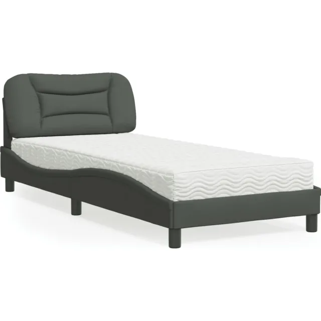 vidaXL Bed met matras "Hvar" stof donkergrijs 90x200 cm