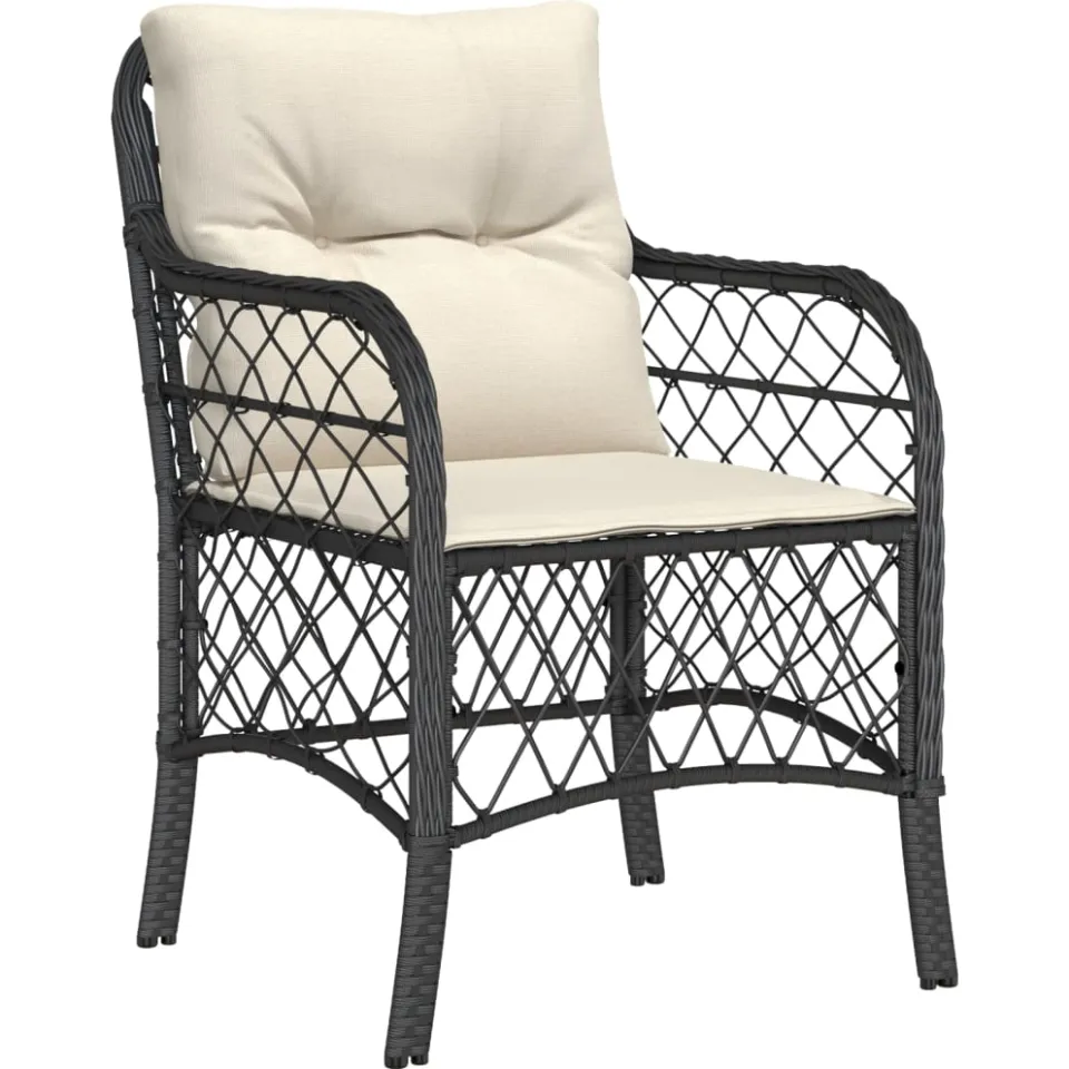 vidaXL 5-delige Tuinset met kussens poly rattan zwart, foto 3