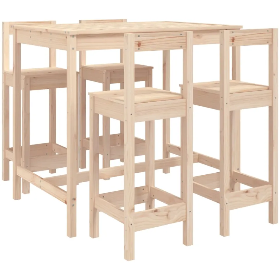 vidaXL 5-delige Barset massief grenenhout Bruin