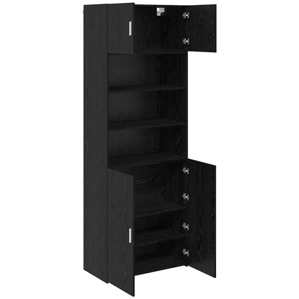 vidaXL Opbergkast Zwart Eiken 80 x 42,5 x 225 cm Bewerkt hout