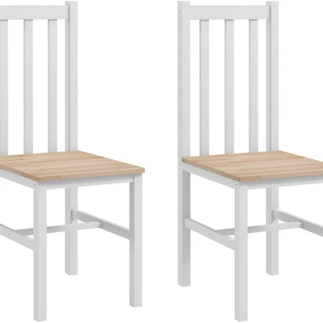 Naiz® Eetkamerstoelen - Set van 2 stuks - Hout - Wit - 38,5 x 47,5 x 99 cm Wit / Hout