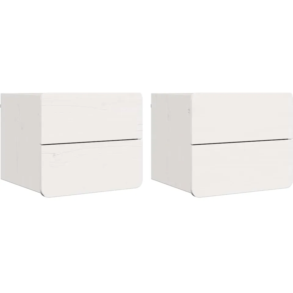 vidaXL Nachtkastje 2 st Wit 39 x 34 x 33 cm Massief grenenhout, foto 3
