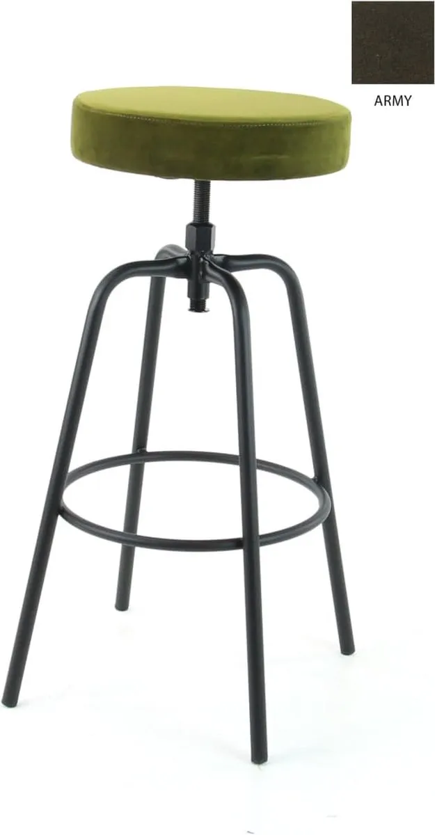 Workliving Barkruk Hoog Rond - Velvet Army - 74-82 CM Hoog - Velvet Earth Army