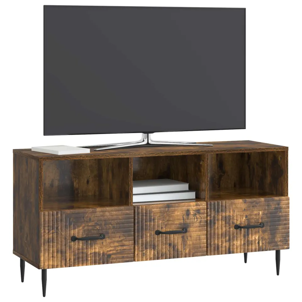 vidaXL TV-kast met lade Gerookt eiken 102 x 34,5 x 50 cm Bewerkt hout Bruin