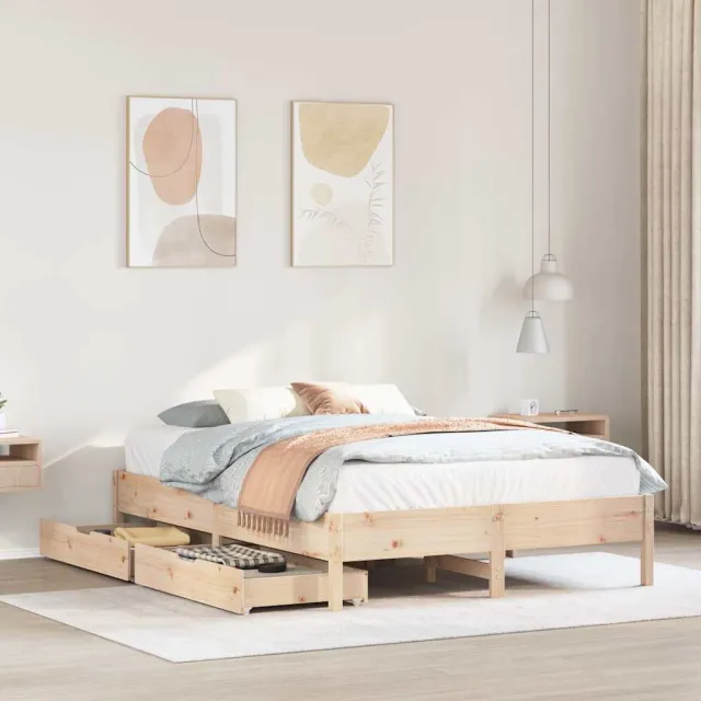 vidaXL Bedframe zonder matras massief grenenhout 135x190 cm bruin