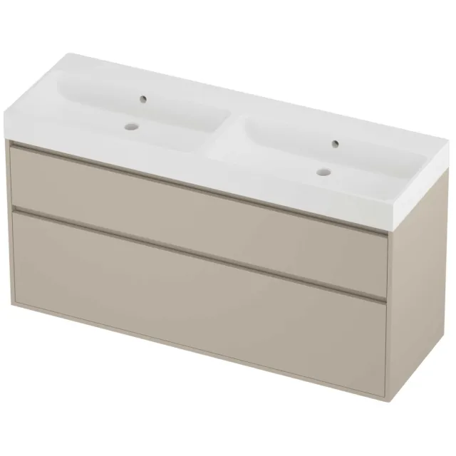 Proline Podium Badmeubelset Polystone Loft 140x46x75 cm Mat White Soft Linen Beige
