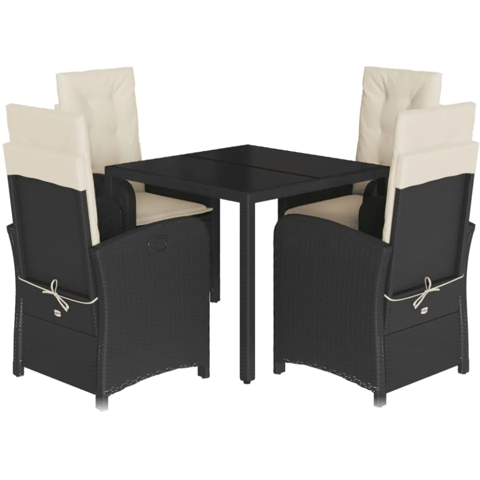 vidaXL 5-delige Tuinset met kussens poly rattan zwart, foto 4