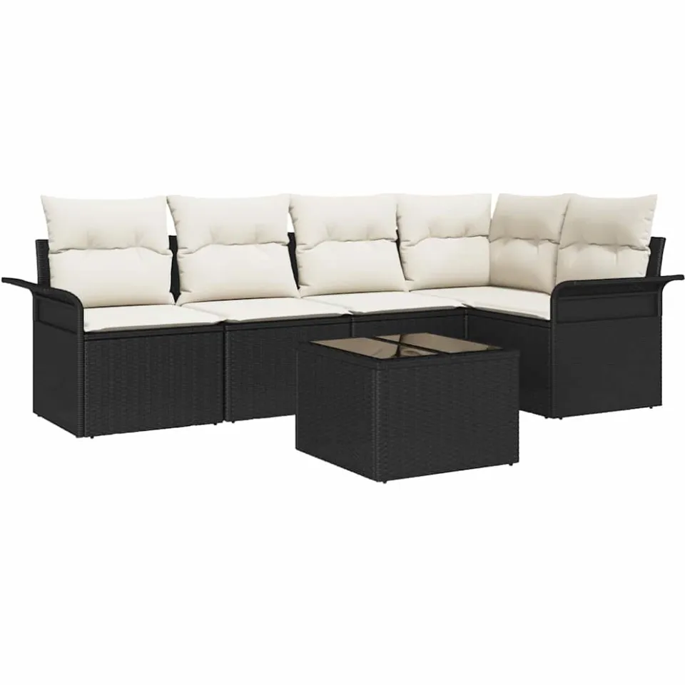 vidaXL Tuin Sofa Set 6 st Zwart poly rattan, foto 4