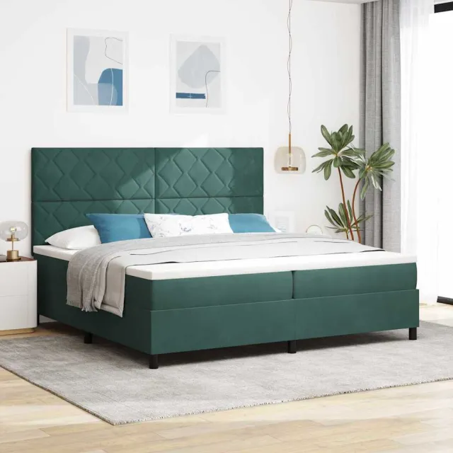 vidaXL Boxspringbed met hoofdeinde Donkergroen 200 x 200 cm Fluweel